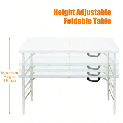 4ft Portable Folding Table IndoorOutdoor Maximum Weight 135KG Foldable Table Camping White