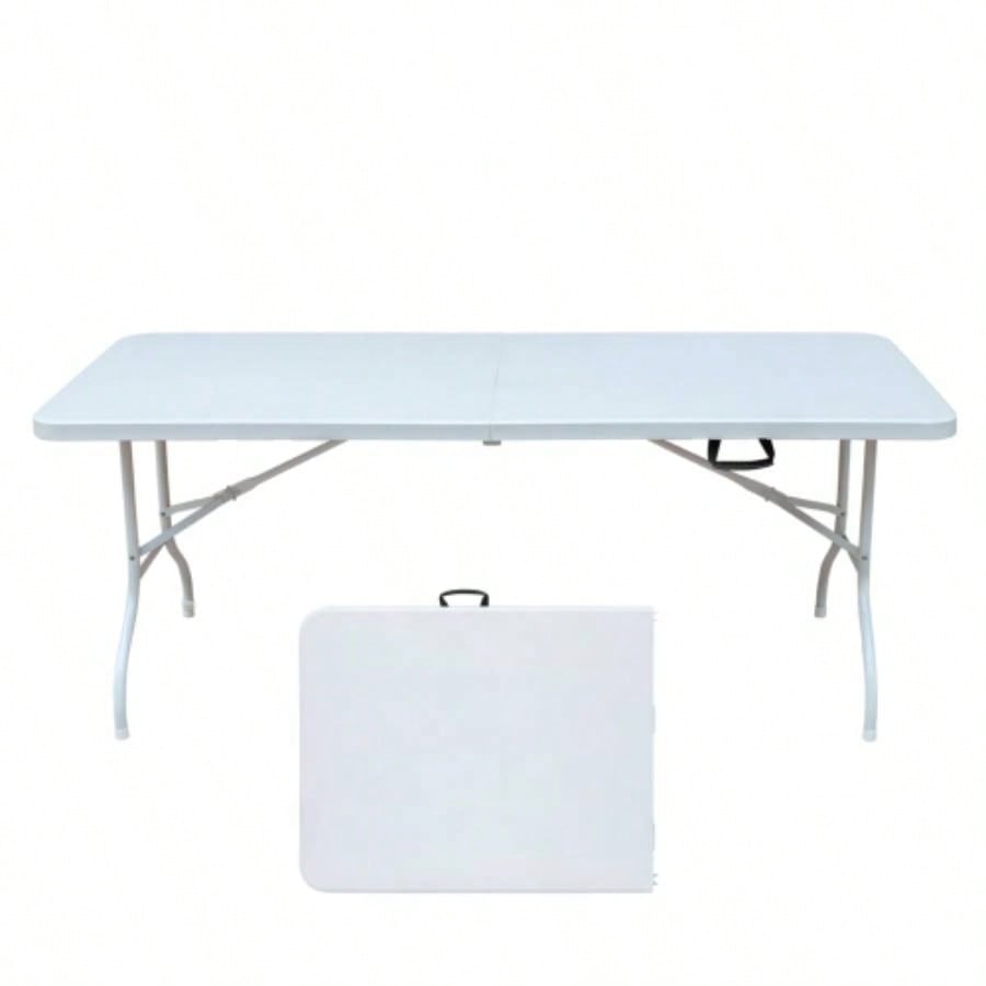 4ft Portable Folding Table IndoorOutdoor Maximum Weight 135KG Foldable Table Camping White