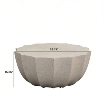 35.43 Modern Outdoor and Indoor Waterproof Coffee Table, Durable MgO Cement Design, Suitable Terraces, Gardens, Backyards and Living Rooms White