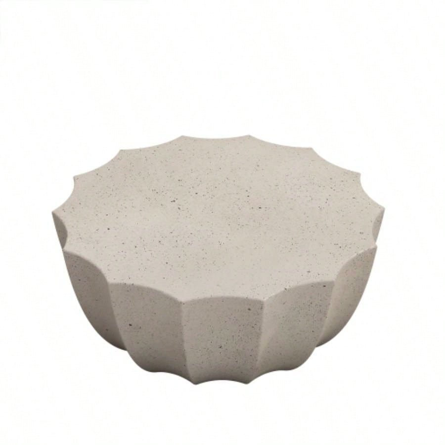 35.43 Modern Outdoor and Indoor Waterproof Coffee Table, Durable MgO Cement Design, Suitable Terraces, Gardens, Backyards and Living Rooms White