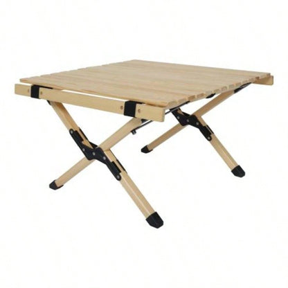 Portable Foldable Outdoor Picnic Table - Natural Beech Wood Camping Table with X - Frame Design - Small Sizes