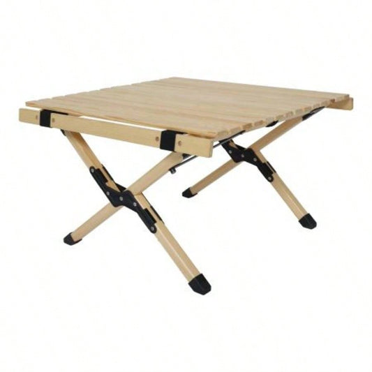 Portable Foldable Outdoor Picnic Table - Natural Beech Wood Camping Table with X - Frame Design - Small Sizes