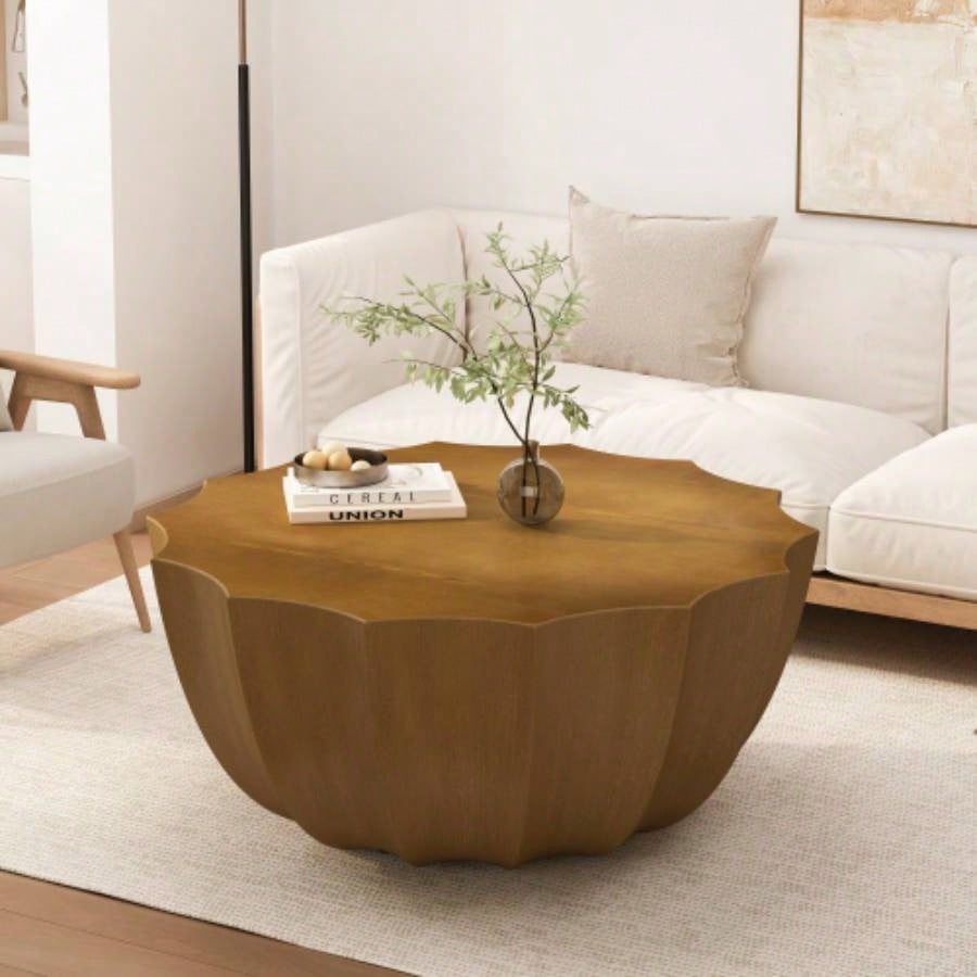 35.43 Modern Outdoor and Indoor Waterproof Coffee Table, Durable MgO Cement Design, Suitable Terraces, Gardens, Backyards and Living Rooms White