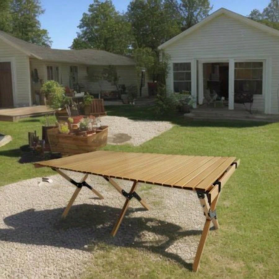 Multi - Function Wooden Foldable Portable Patio Dining Table, NaturalIndoor and outdoor universal, Natural