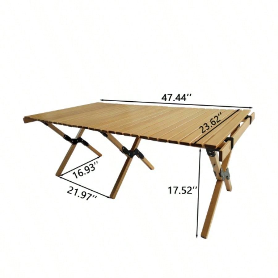 Multi - Function Wooden Foldable Portable Patio Dining Table, NaturalIndoor and outdoor universal, Natural