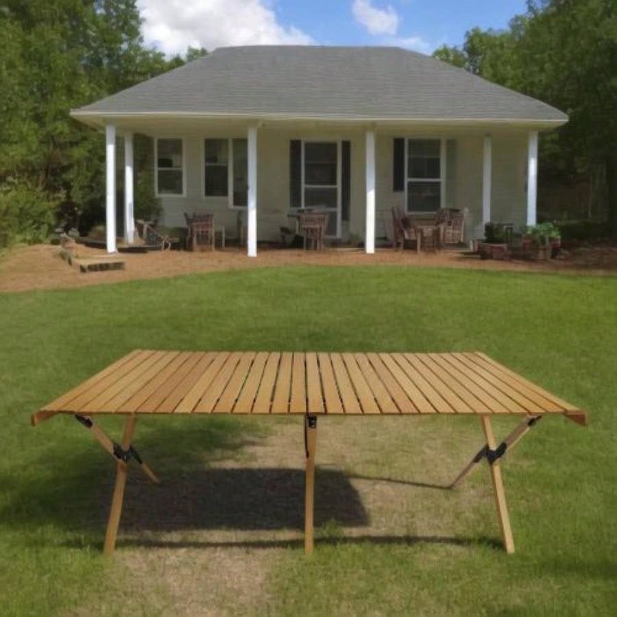 Multi - Function Wooden Foldable Portable Patio Dining Table, NaturalIndoor and outdoor universal, Natural