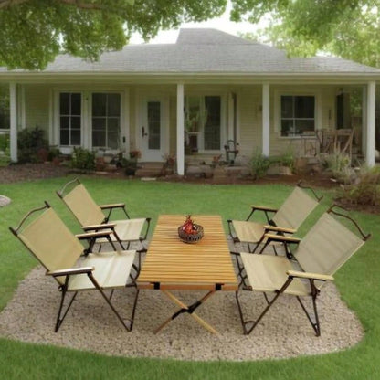 Multi - Function Wooden Foldable Portable Patio Dining Table, NaturalIndoor and outdoor universal, Natural