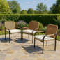 59 Outdoor Patio Dining Table, Polywood Tabletop with Hole, Iron, Rectangular Dining Table Garden, Backyard, Porch