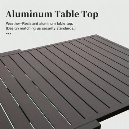 Large Extendable Patio Dining Table, Aluminum Metal Indoor Outdoor 53 106 Adjustable 6 - 8 Person Rectangular Table Porch Backyard Balcony Garden Dark - Brown, 1 Table