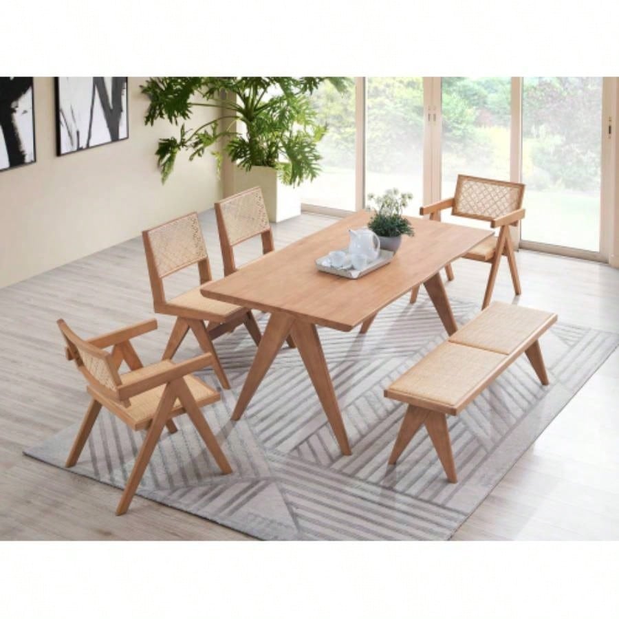 Velentina Rattan Natural Dining Table