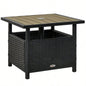 Outsunny 22 Rattan Wicker Side Table with Steel Frame, Insert Hole, Sand Bag Outdoor, Patio, Garden, Backyard, Black Tan