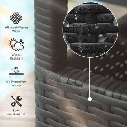 Outsunny 22 Rattan Wicker Side Table with Steel Frame, Insert Hole, Sand Bag Outdoor, Patio, Garden, Backyard, Black Tan