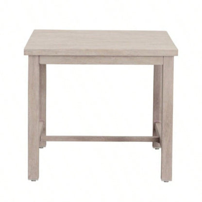 Durable Outdoor End Table - Solid Aluminum Construction, Whitewashed Birch Look - Natural Charm, Adjustable Levelers