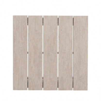 Durable Outdoor End Table - Solid Aluminum Construction, Whitewashed Birch Look - Natural Charm, Adjustable Levelers