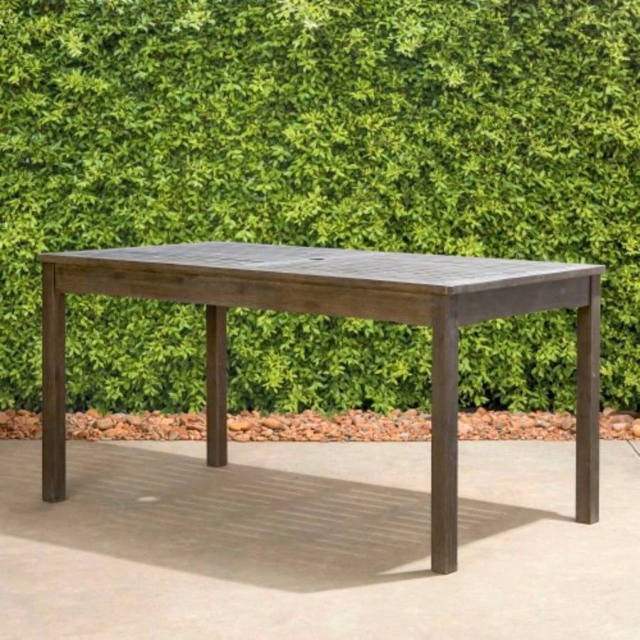 Caladesi - washed Rectangular Farmhouse Wood Patio Dining Table 6 Seaters