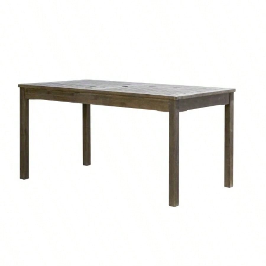 Caladesi - washed Rectangular Farmhouse Wood Patio Dining Table 6 Seaters