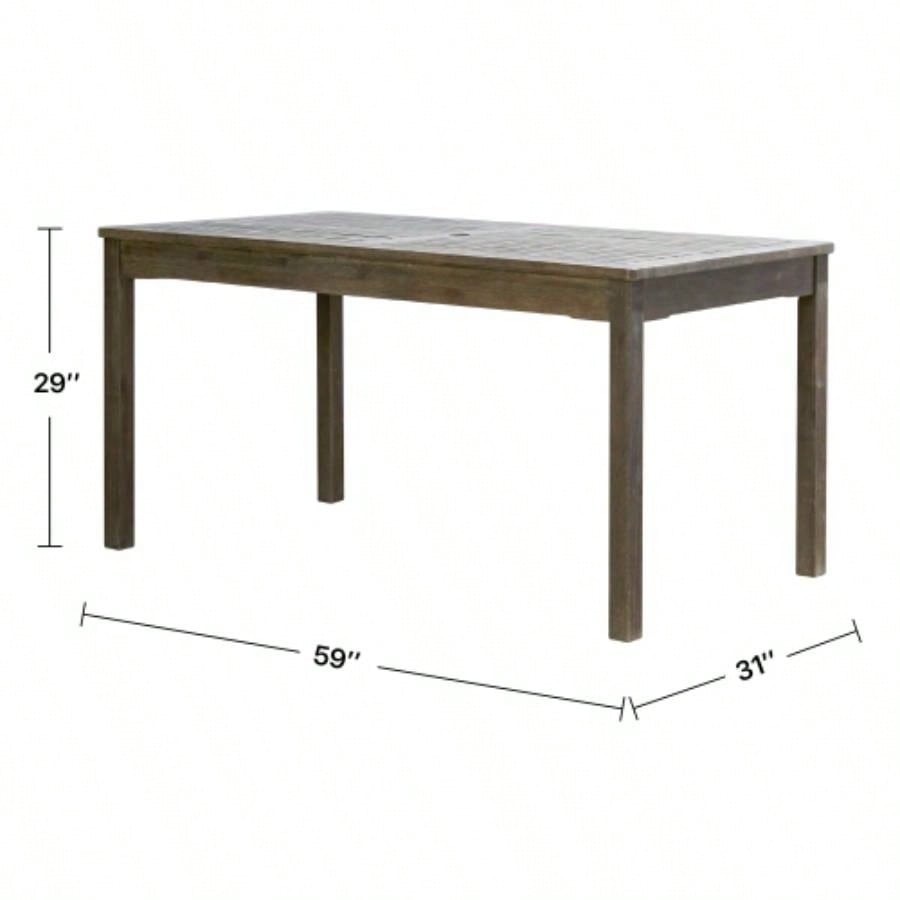 Caladesi - washed Rectangular Farmhouse Wood Patio Dining Table 6 Seaters