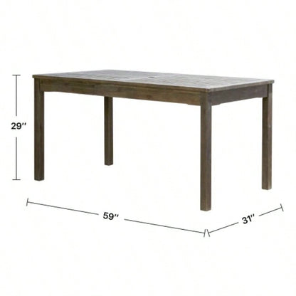 Caladesi - washed Rectangular Farmhouse Wood Patio Dining Table 6 Seaters
