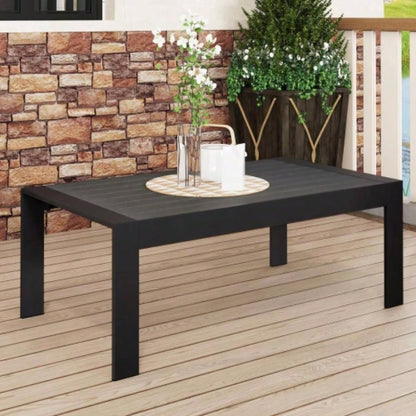 All - Weather Aluminum Outdoor Coffee Table, Modern Coffee Table Outside, Rectangle Patio Coffee Table - White