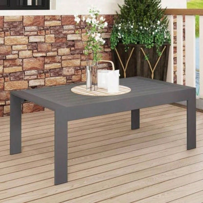 All - Weather Aluminum Outdoor Coffee Table, Modern Coffee Table Outside, Rectangle Patio Coffee Table - White