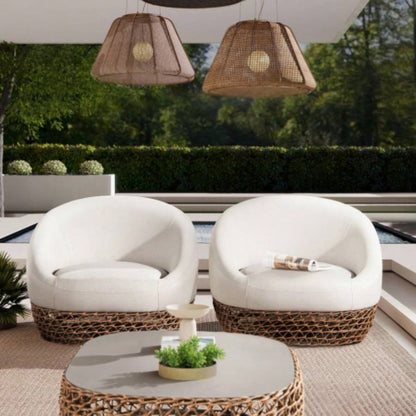 Willow 40.5 Oval Woven Patio Coffee Table, Golden Brown Wicker Frame, Wheat Beige
