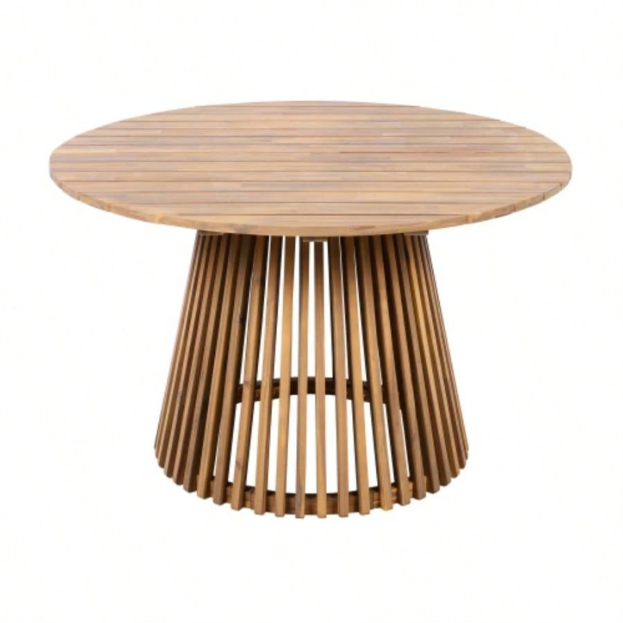 Outdoor Acacia Wood Patio Dining Table, 47.25 - inch - large round dining table, Backyard, Lawn, Balcony, Light Teak