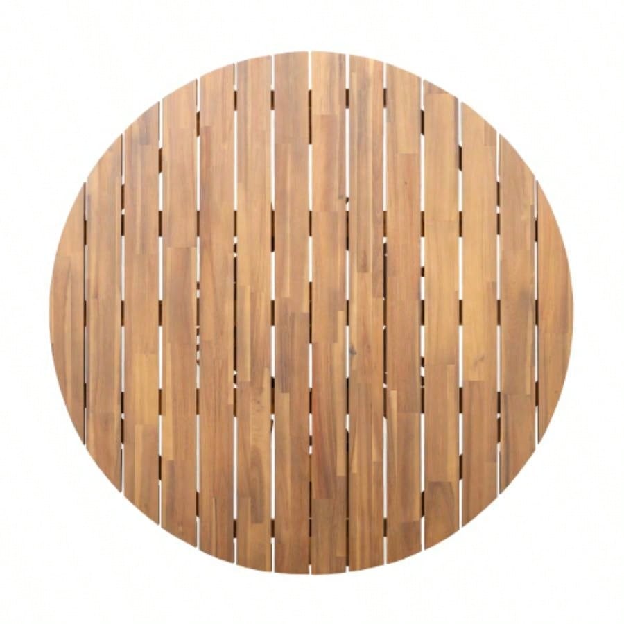 Outdoor Acacia Wood Patio Dining Table, 47.25 - inch - large round dining table, Backyard, Lawn, Balcony, Light Teak