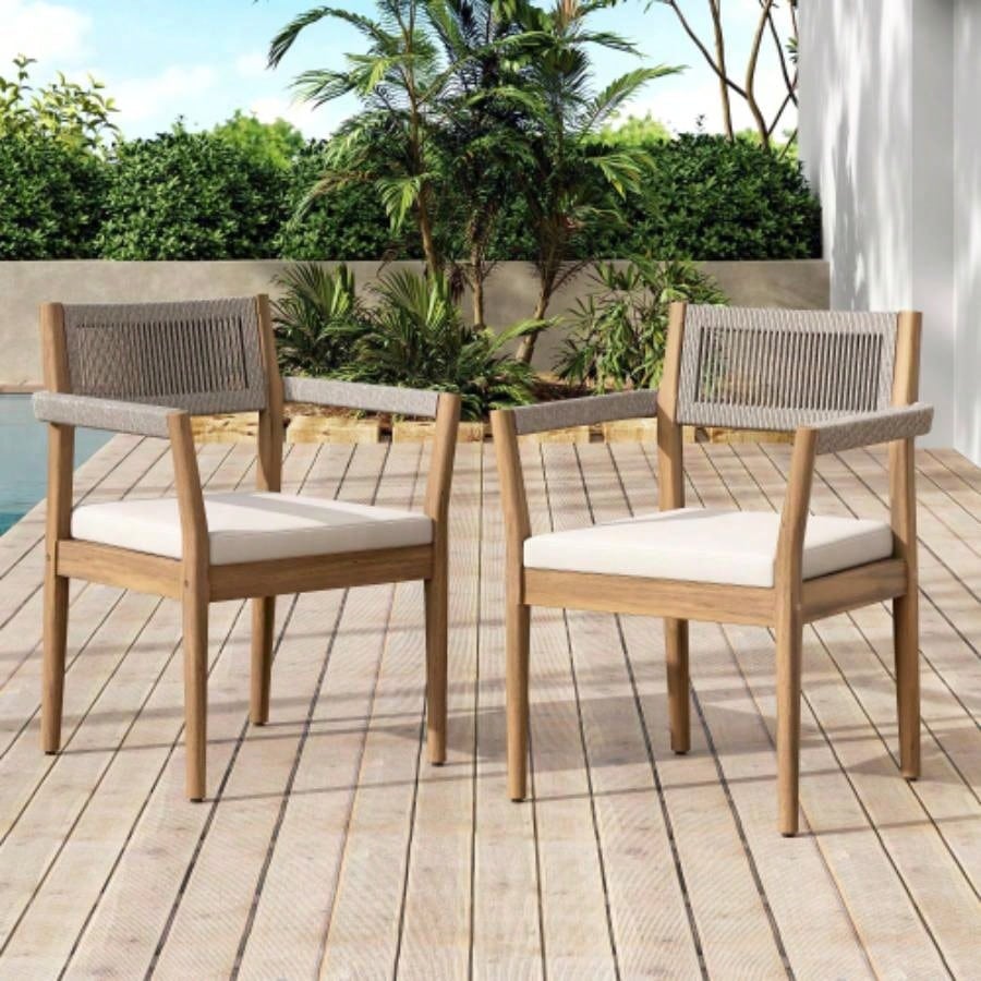 Outdoor Acacia Wood Patio Dining Table, 47.25 - inch - large round dining table, Backyard, Lawn, Balcony, Light Teak