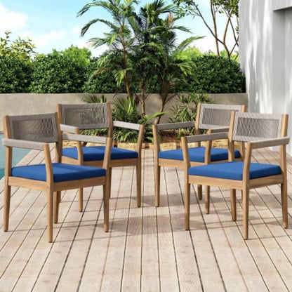 Outdoor Acacia Wood Patio Dining Table, 47.25 - inch - large round dining table, Backyard, Lawn, Balcony, Light Teak
