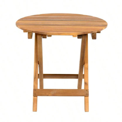 NO INSTALLATION REQUIRED, FOLDABLE AND ADJUSTABLE OUTDOOR ACACIA WOOD SIDE TABLE TEAK