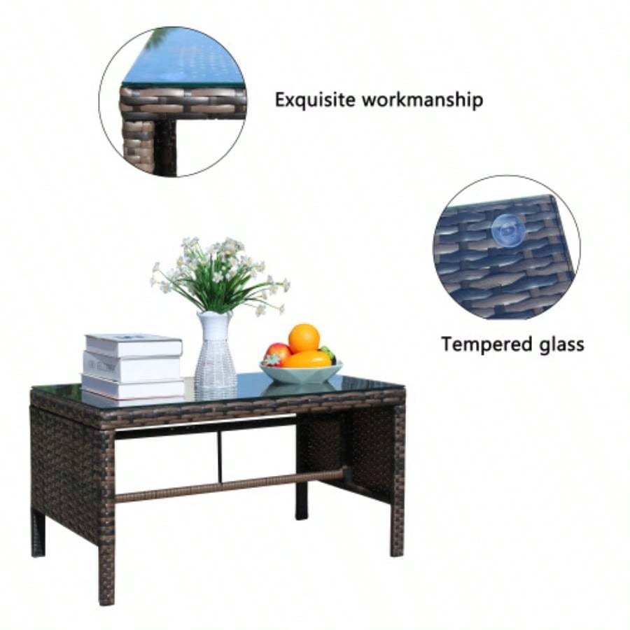 Outdoor patio Furniture 1 Coffee Table with tempered glass