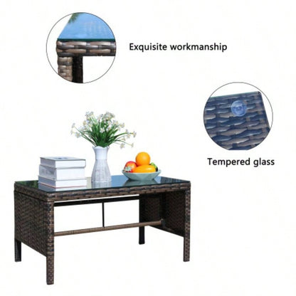 Outdoor patio Furniture 1 Coffee Table with tempered glass