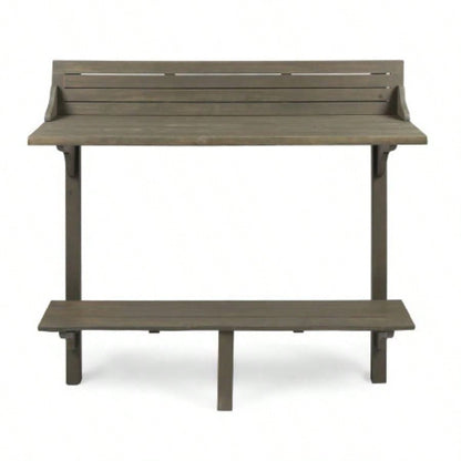 Outdoor Acacia Wood Balcony Bar Table, Gray