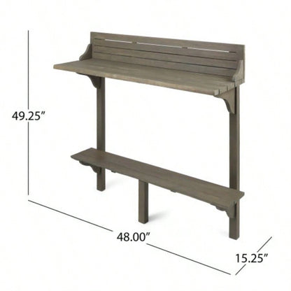 Outdoor Acacia Wood Balcony Bar Table, Gray