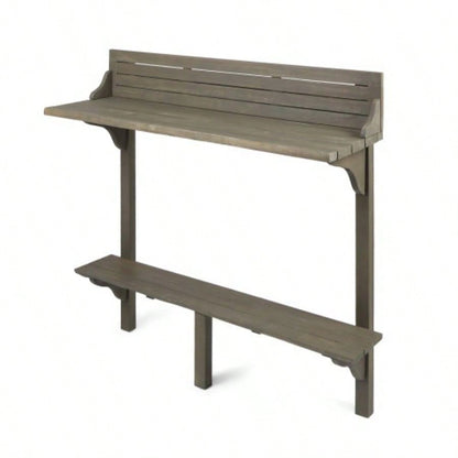Outdoor Acacia Wood Balcony Bar Table, Gray