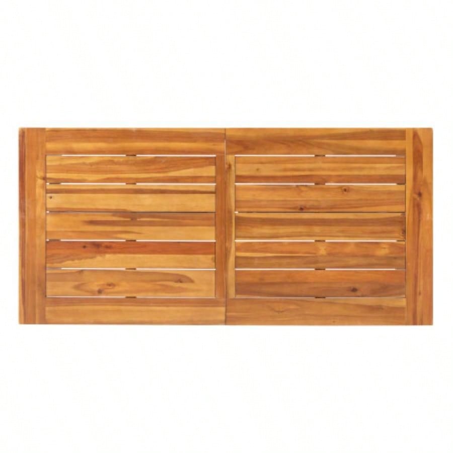Outdoor Acacia Wood Metal Base Dining Table, Teak