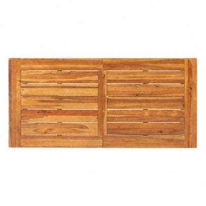 Outdoor Acacia Wood Metal Base Dining Table, Teak