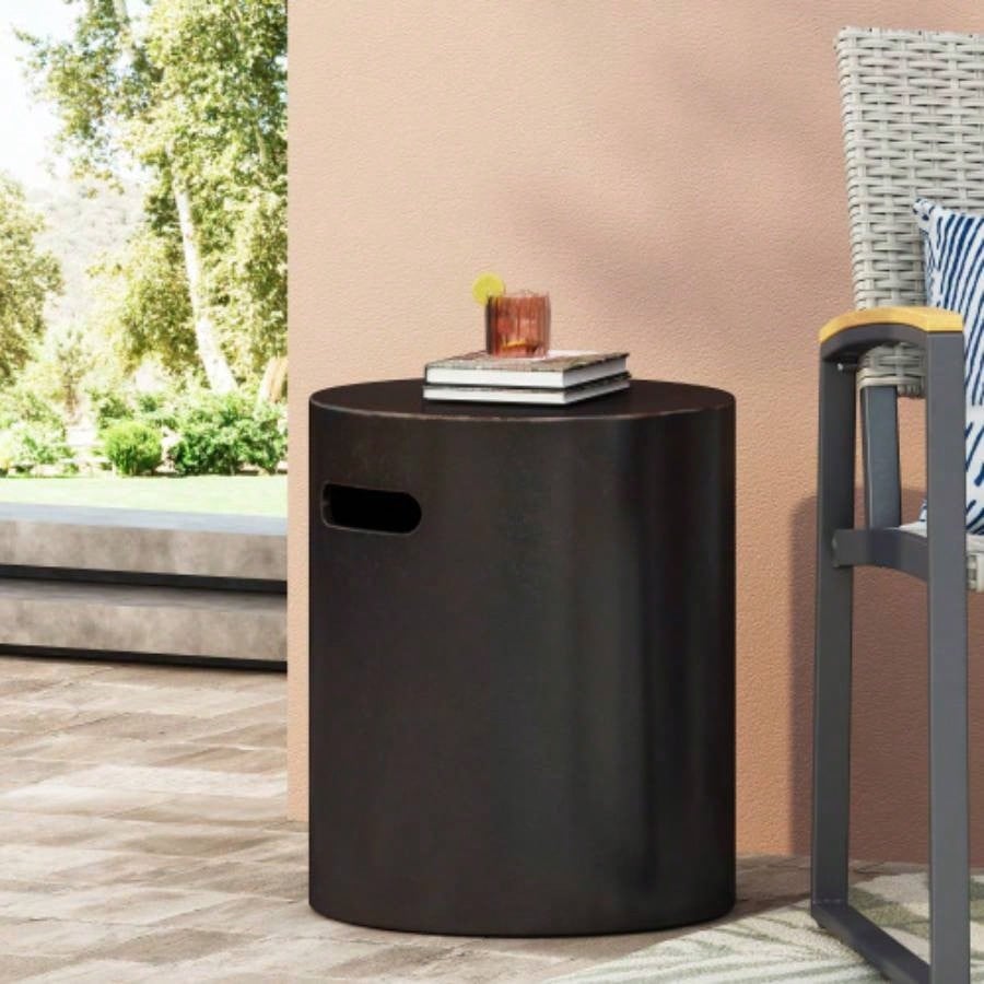 Outdoor LightWeight Concrete Side Table, Copper