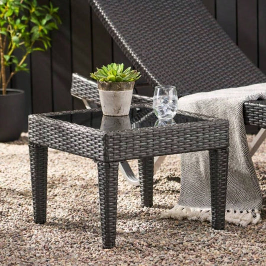 Outdoor Antibes Wicker Side Table, Accent Table,