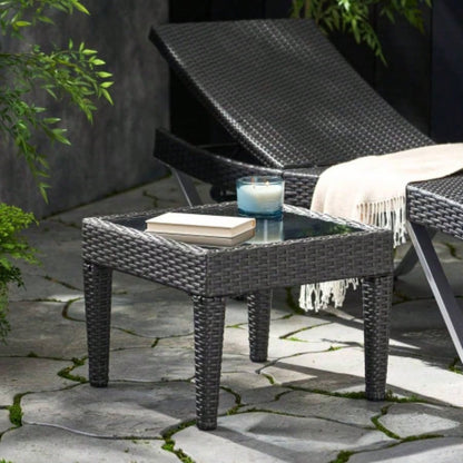 Outdoor Antibes Wicker Side Table, Accent Table,