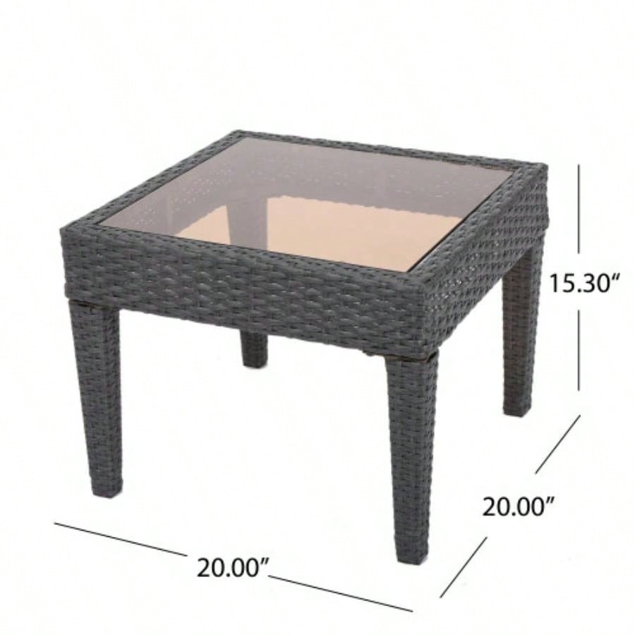 Outdoor Antibes Wicker Side Table, Accent Table,