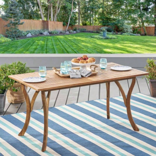 Outdoor 59 Inch Rectangular Solid Wood Table Dining Table, Teak