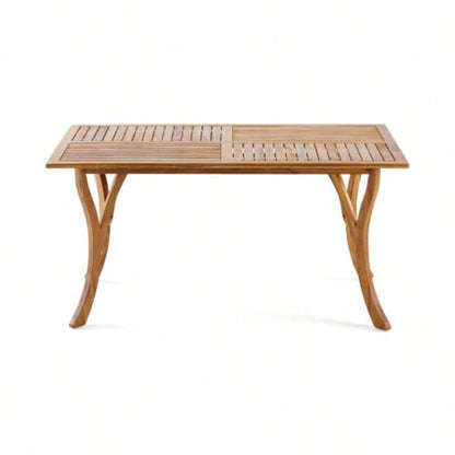 Outdoor 59 Inch Rectangular Solid Wood Table Dining Table, Teak