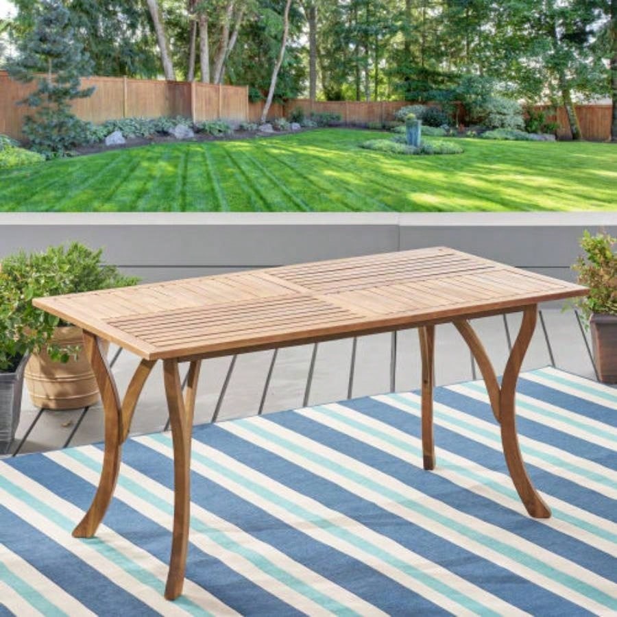 Outdoor 59 Inch Rectangular Solid Wood Table Dining Table, Teak