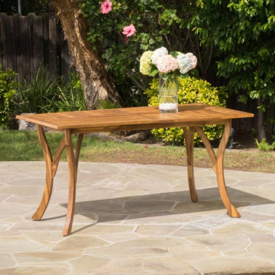 Outdoor 59 Inch Rectangular Solid Wood Table Dining Table, Teak