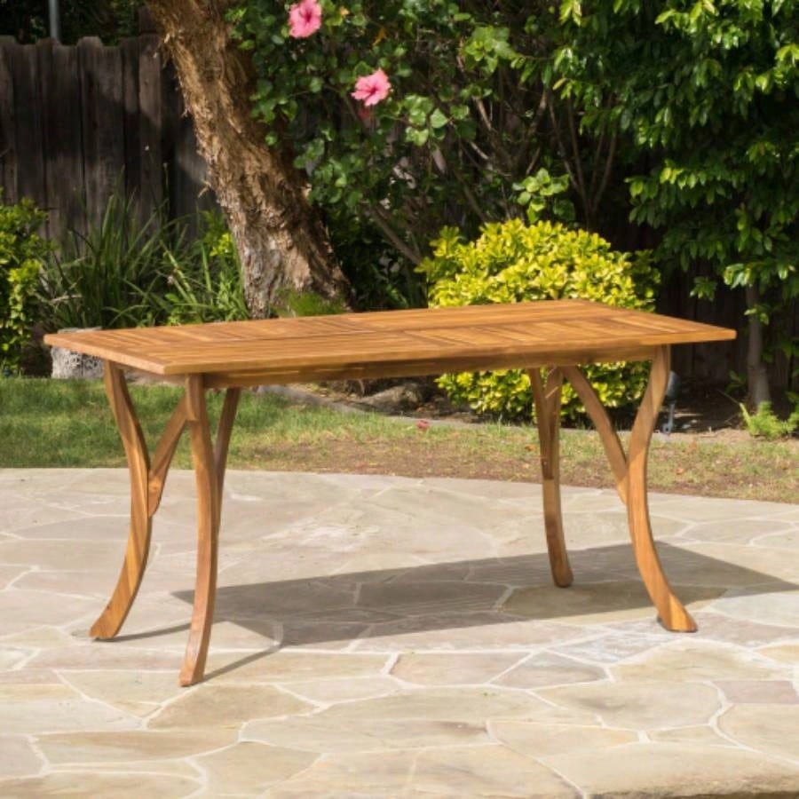 Outdoor 59 Inch Rectangular Solid Wood Table Dining Table, Teak