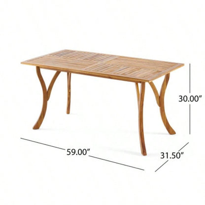 Outdoor 59 Inch Rectangular Solid Wood Table Dining Table, Teak