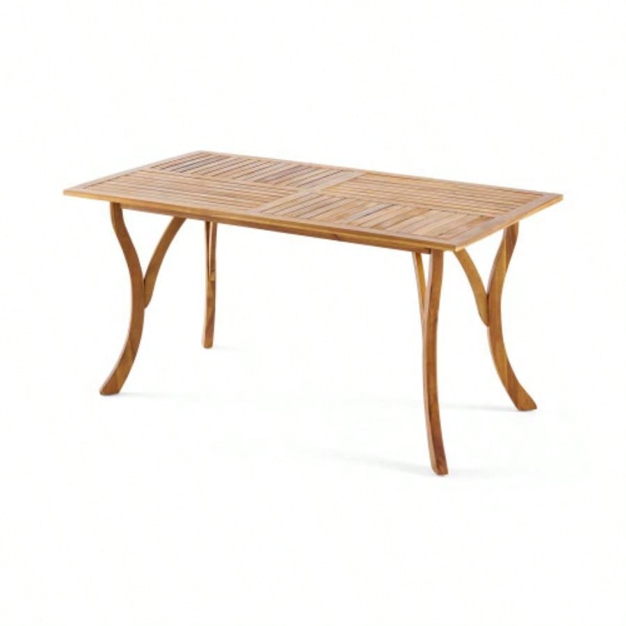 Outdoor 59 Inch Rectangular Solid Wood Table Dining Table, Teak