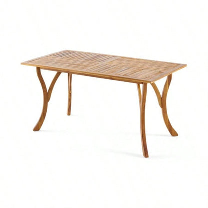 Outdoor 59 Inch Rectangular Solid Wood Table Dining Table, Teak