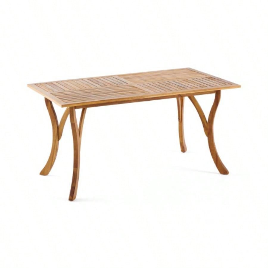 Outdoor 59 Inch Rectangular Solid Wood Table Dining Table, Teak